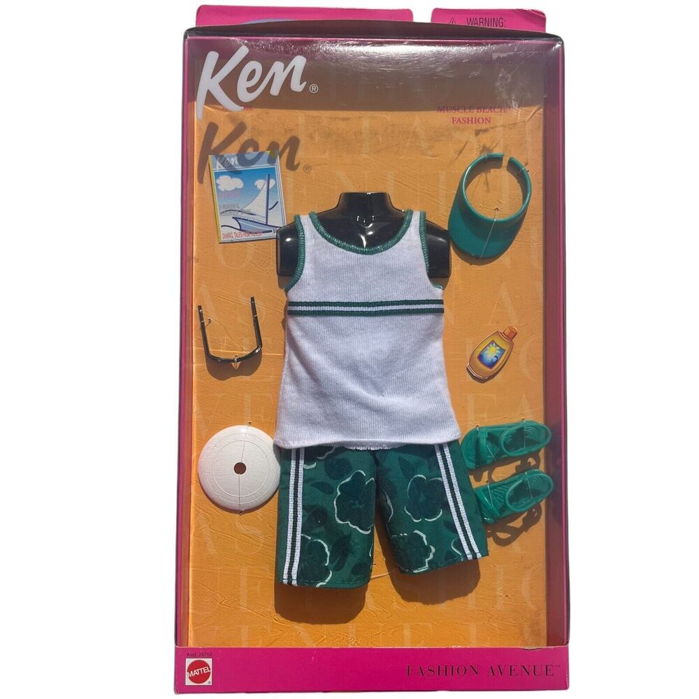 Vintage 2002 Mattel Ken Fashion Avenue Clothes “Muscle Beach Fashion” Outfit NOS